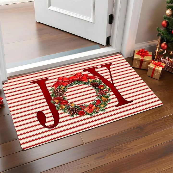 Tapis de Noël HollyStep | Design Père Noël & Pain d'Épices | Antidérapant & Lavable | Pour Intérieur & Extérieur | Édition 2026