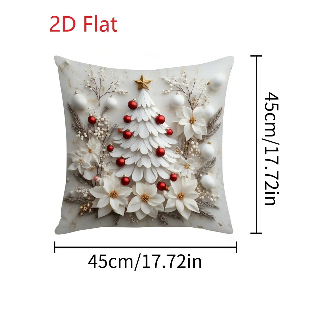 Nordzauber | Housse de coussin de Noël | Blanc avec motif « Happy 2026 » | 45 × 45 cm | Décoration festive pour canapé, lit & voiture