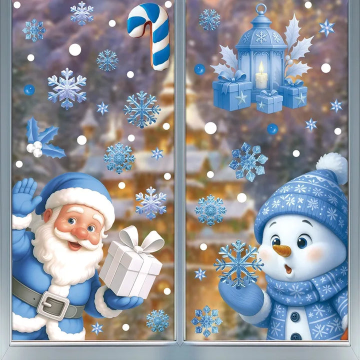 Frostella | Autocollants de fenêtre de Noël | Bonhomme de neige, Père Noël & Flocons de neige | Réutilisables & sans résidu | Pour verre & miroir
