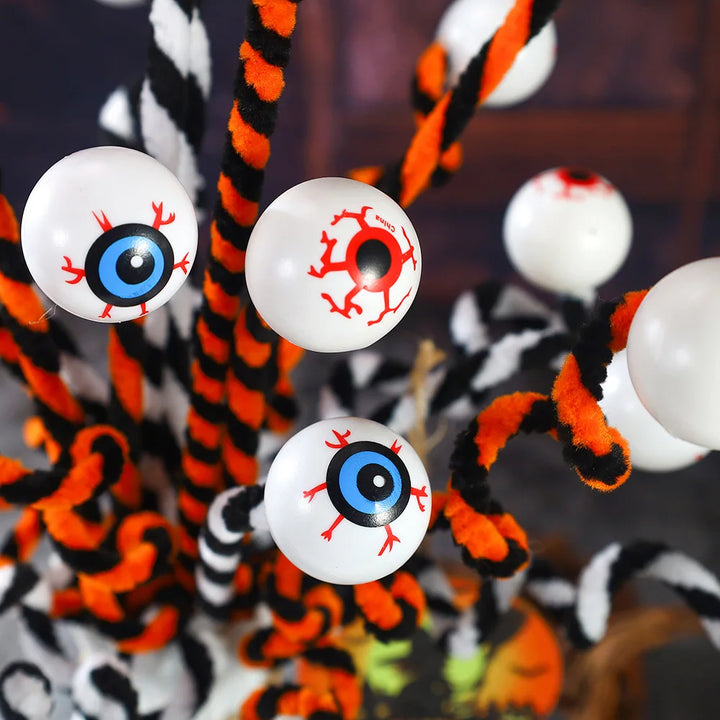 Décoration d'Yeux Halloween Creepos | Yeux en Fil Sautants | Pendants Noir et Blanc | Décoration de Fête Intérieure & Extérieure