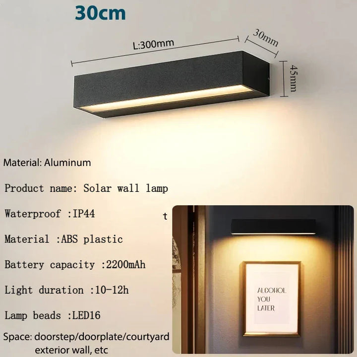 Lampe solaire murale Solavella | 16 LEDs | Super lumineuse & étanche | Pour jardin, balcon & mur de maison | Blanc chaud & froid