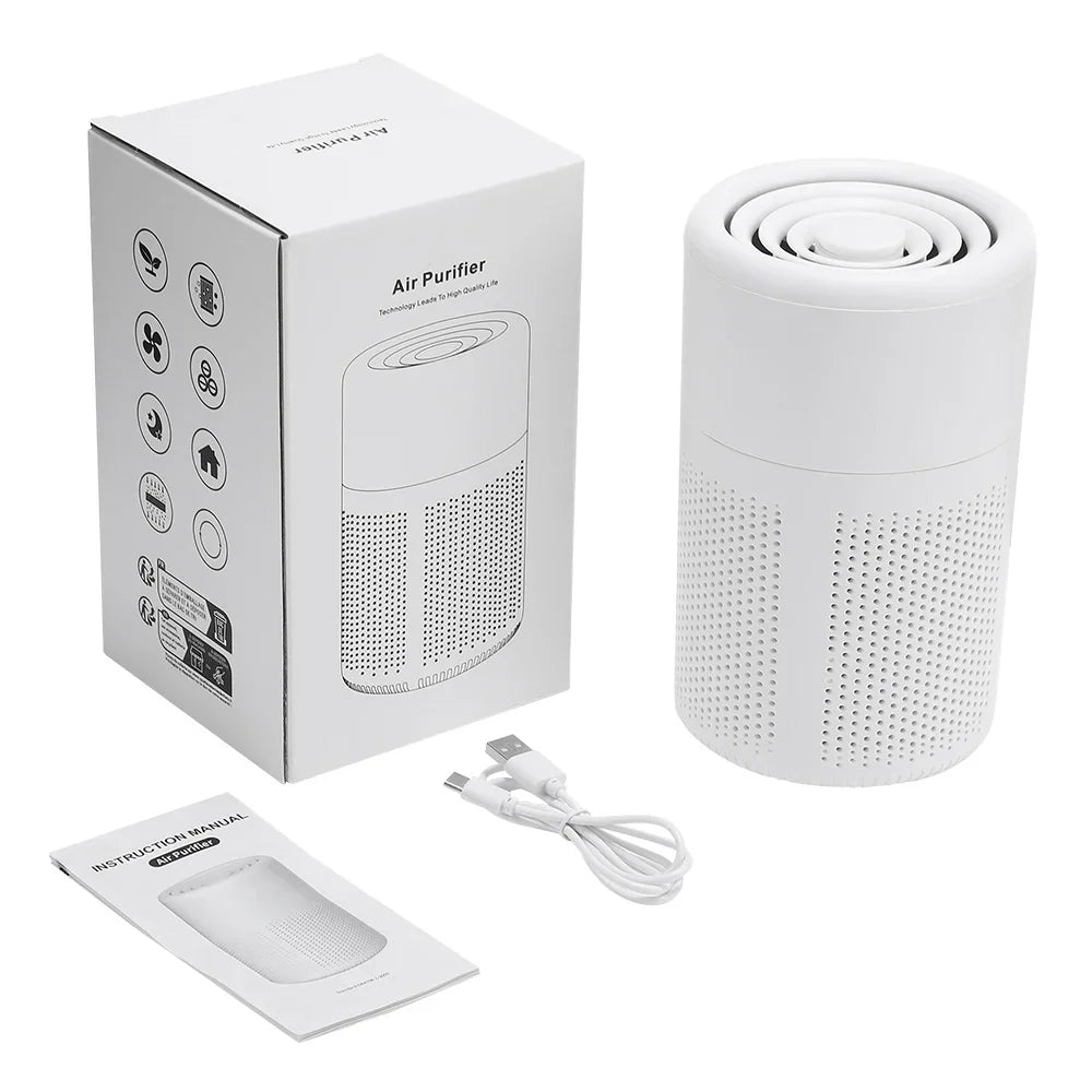 AirPure 360 | Purificateur d'air de bureau | HEPA H13 & Charbon actif | USB Type-C & Fonctionnement silencieux