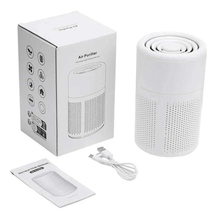 AirPure 360 | Purificateur d'air de bureau | HEPA H13 & Charbon actif | USB Type-C & Fonctionnement silencieux