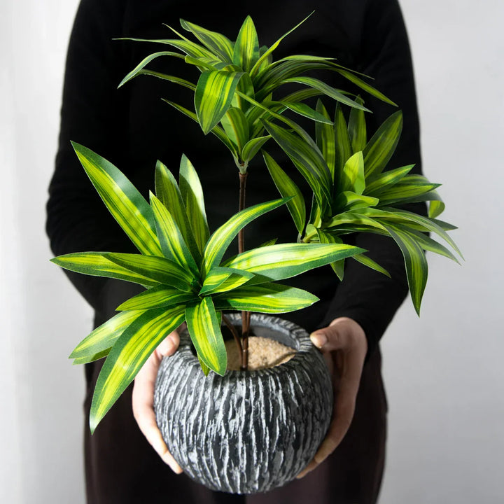 TROPALIS Branches de palmier artificielles | 3 têtes | 36 cm | Décoration tropicale pour la maison et le bureau