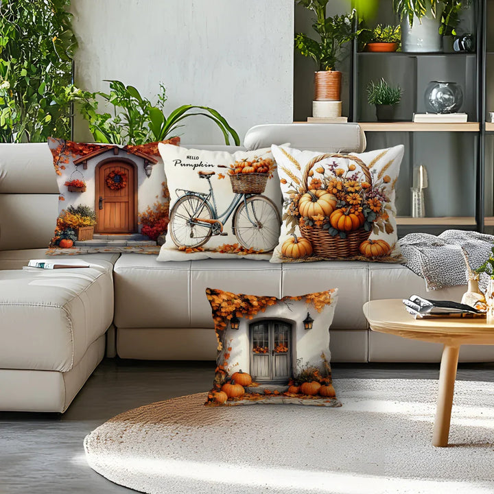 LaubTraum | Housse de coussin décoratif rétro-automne | Accent décoratif pour le canapé | Polyester 45×45 cm