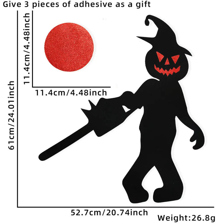 Halloween-Deko SpookyStick | Autocollants en feutre pour portes, fenêtres et murs | Citrouille, fantôme, chapeau de sorcière & main de squelette