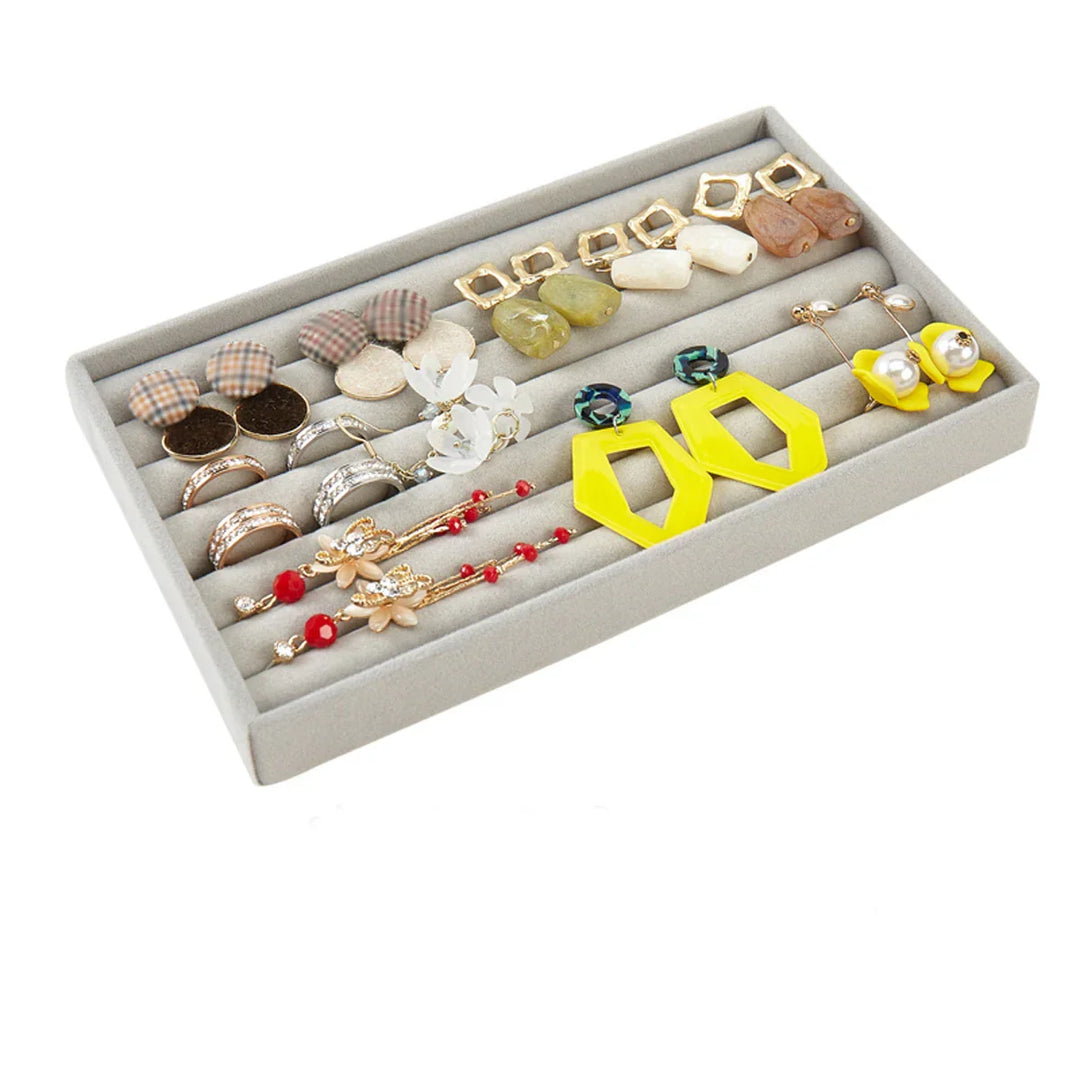 Veluvia Boîte à Bijoux | Compacte & Élégante | Présentoir en Velours avec Rangement | Pour Bagues & Boucles d'Oreilles