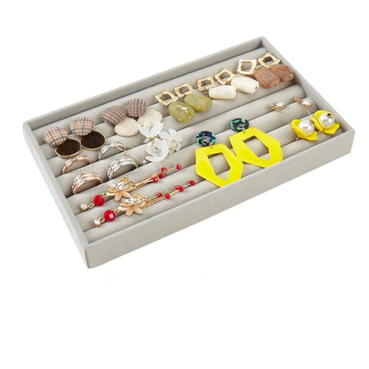 Veluvia Boîte à Bijoux | Compacte & Élégante | Présentoir en Velours avec Rangement | Pour Bagues & Boucles d'Oreilles