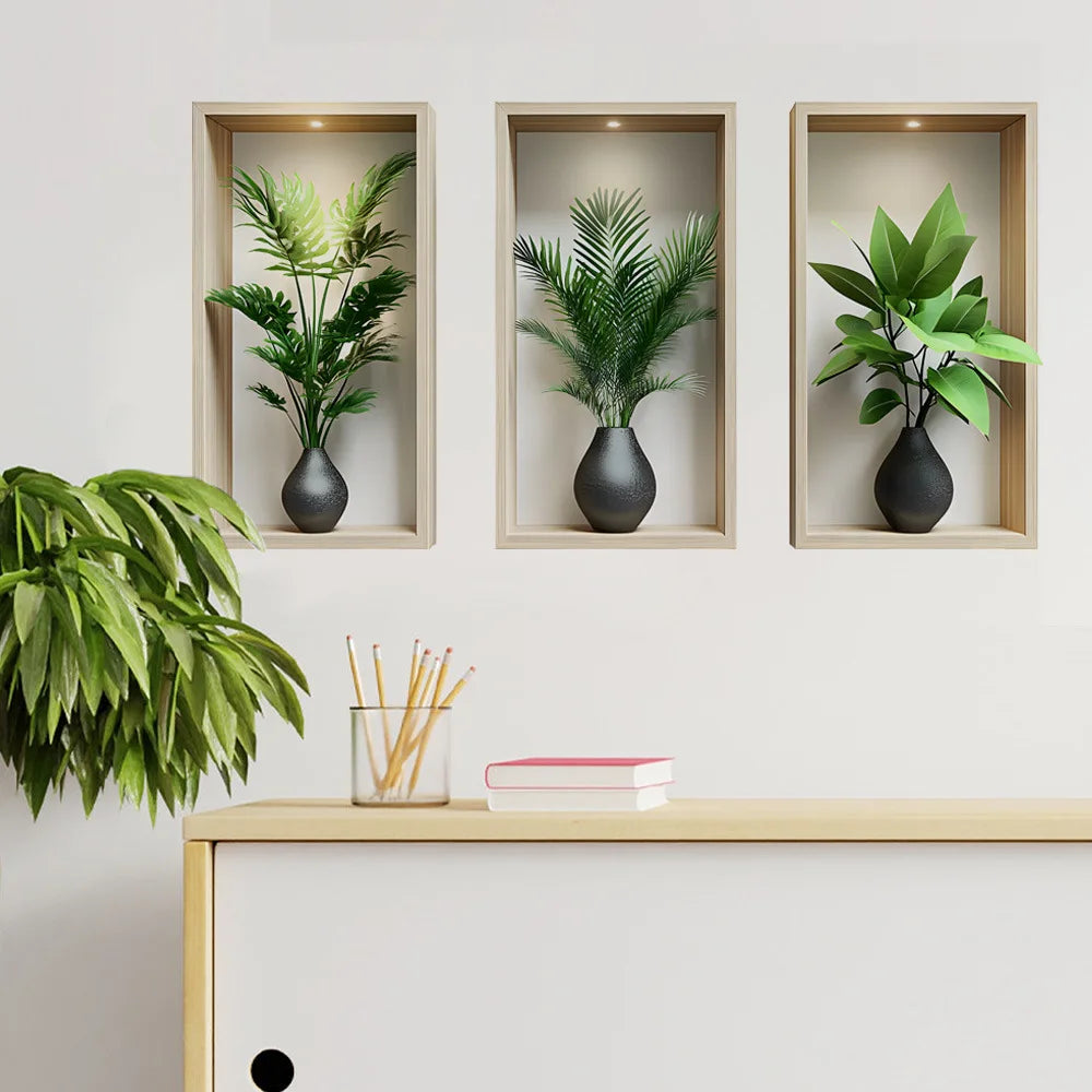 Autocollant mural Verdelis | Motif de plantes d'intérieur | Amovible et réutilisable | Vinyle