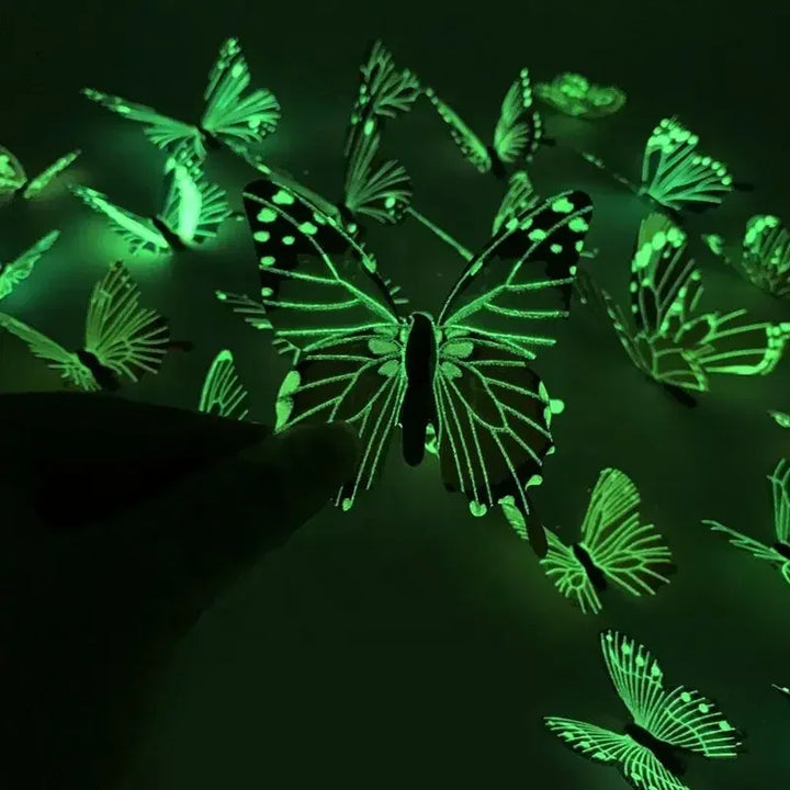 Luminexa Papillons | Autocollants Muraux Papillon 3D | 12 pièces | Lumineux & Décoration DIY | Pour Murs, Fêtes & Cadeaux