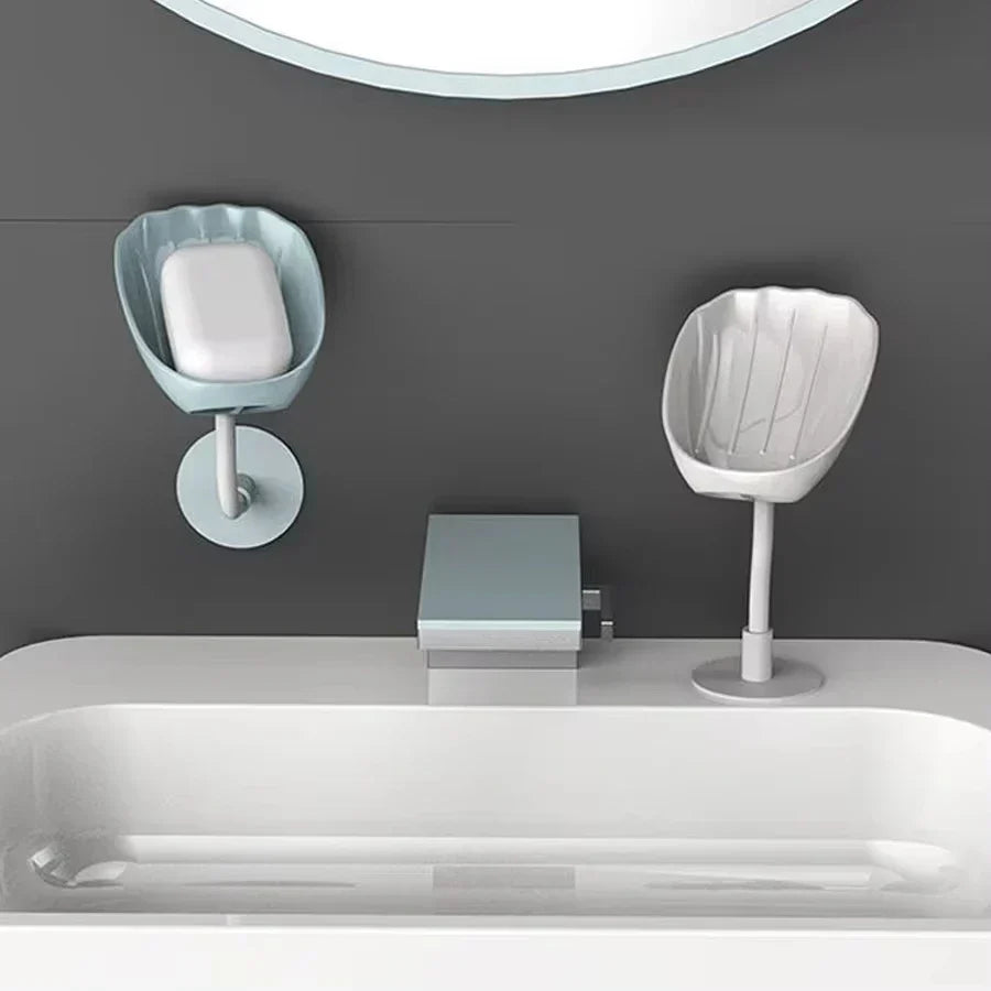 DryLoft Porte-savon | Double compartiment avec évacuation & couvercle | Montage mural sans perçage | Protection contre la poussière & gain de place