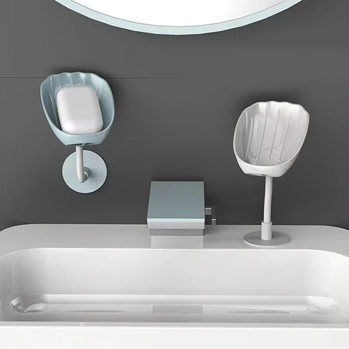 DryLoft Porte-savon | Double compartiment avec évacuation & couvercle | Montage mural sans perçage | Protection contre la poussière & gain de place