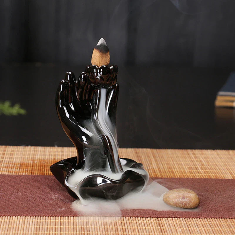 RauchHarmonie  Fontaine à encens à reflux | Céramique | Décoration Zen | Méditation & Yoga | Fait main