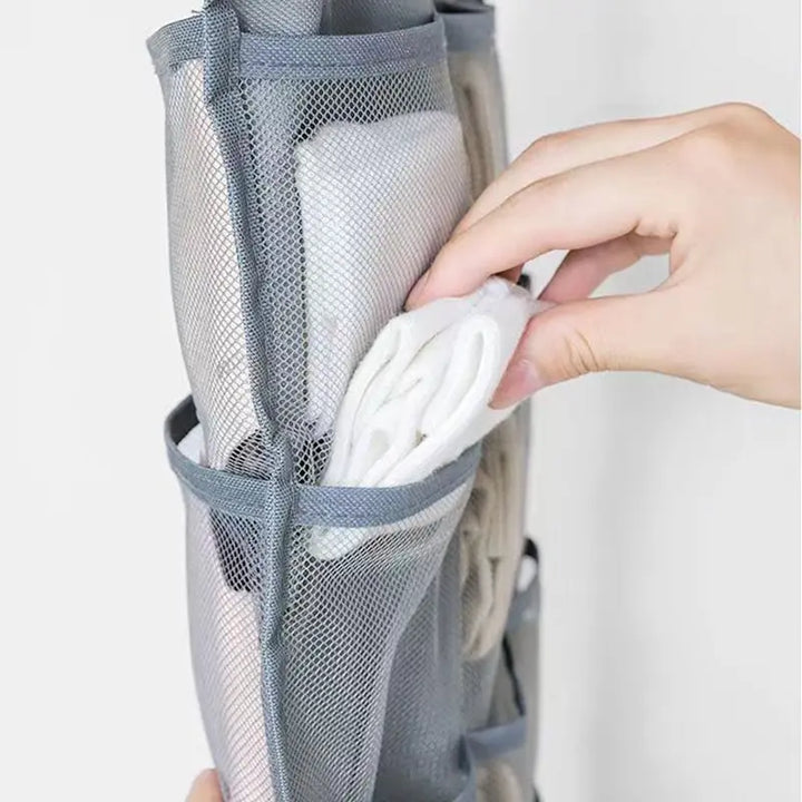 ClosetEase Organisateur de Lingerie Suspendu | Double Face & Pliable | 39×78 cm | Tissu Oxford Gris