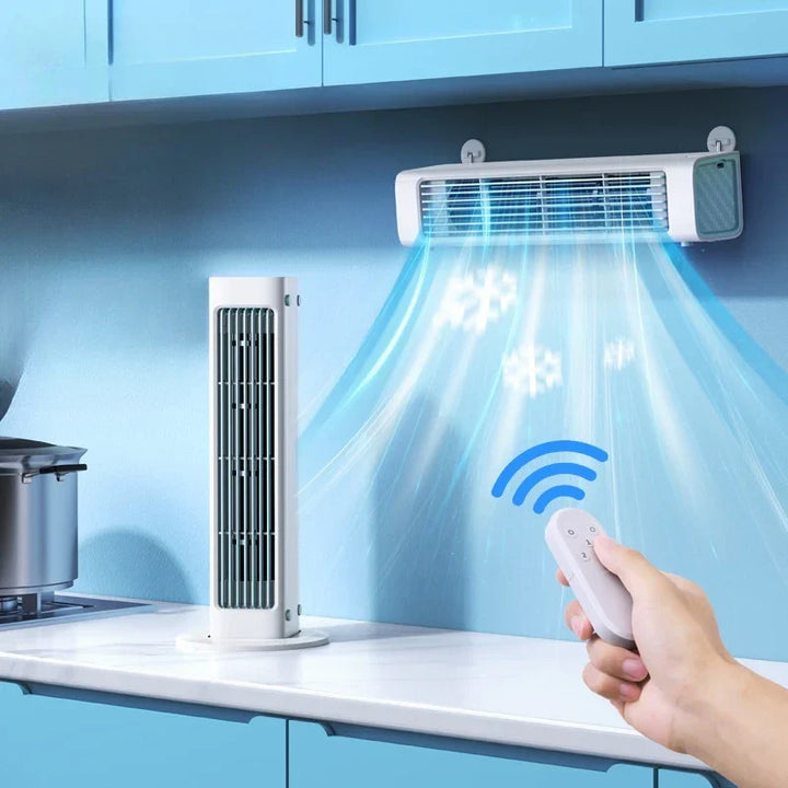 Ventilateur mural AeroSilence FlexFan | Ventilateur USB sans pales avec télécommande | 3 vitesses & mode oscillant | Batterie de 3000 mAh | Silencieux & moderne – pour bureau & maison