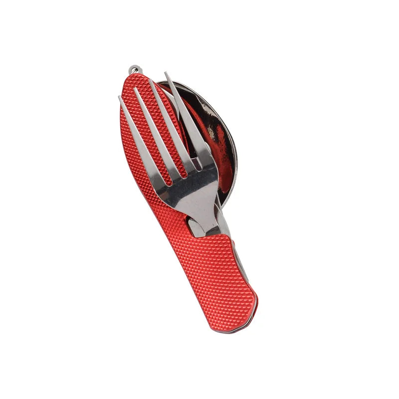 TrekMate 3-en-1 Ustensiles de Camping | Ensemble d'Ustensiles de Plein Air Pliable avec Couteau, Fourchette & Cuillère | Acier Inoxydable | Compact & Robuste | Pour Camping, Randonnée & Voyage