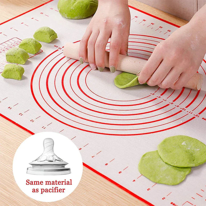 BakeFlex™ Tapis de cuisson en silicone | Extra épais & Antiadhésif | Avec échelle de mesure | Parfait pour étaler la pâte, le fondant & les pâtisseries