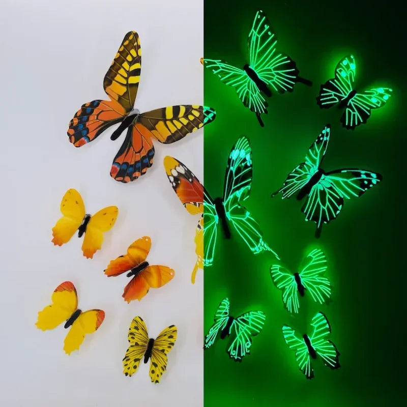 Luminexa Papillons | Autocollants Muraux Papillon 3D | 12 pièces | Lumineux & Décoration DIY | Pour Murs, Fêtes & Cadeaux