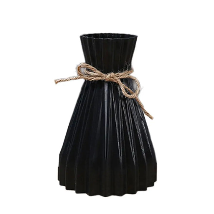 Vase à fleurs en plastique moderne | Design taille créatif | Léger & décoratif | 12×17,5×7 cm