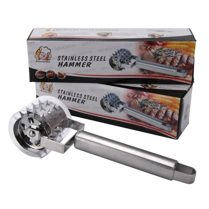 SteelTender Maillet à viande | Attendrisseur en acier inoxydable avec tête de frappe | Pour steak, schnitzel et porc | 18 cm