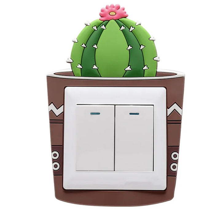 Lumosil Autocollant 3D Lumineux Interrupteur Cactus | Protection Murale en Silicone pour Interrupteurs & Prises | 8,6 × 8,6 cm