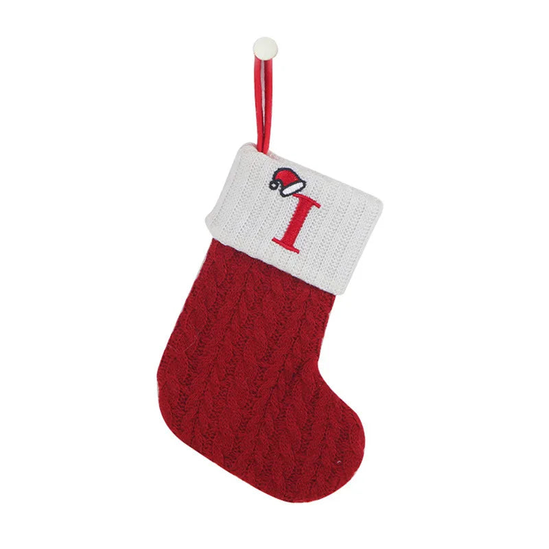 Chaussette de Noël SnowKnit | Tricotée avec un motif de flocons de neige | Décoration de Noël & idée cadeau | 25×15 cm