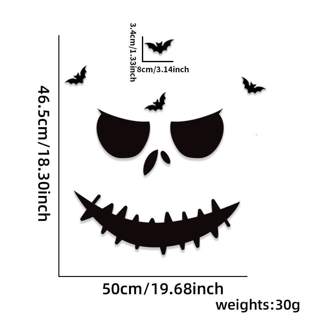Halloween-Deko SpookyStick | Autocollants en feutre pour portes, fenêtres et murs | Citrouille, fantôme, chapeau de sorcière & main de squelette