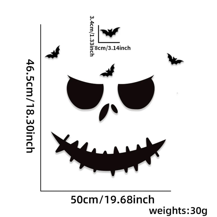 Halloween-Deko SpookyStick | Autocollants en feutre pour portes, fenêtres et murs | Citrouille, fantôme, chapeau de sorcière & main de squelette