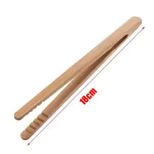Pinces en bambou Naturora Grip18 | Ensemble de 2 pinces de cuisine en bois | 18 cm | Idéal pour le pain grillé, le bacon, la glace et le thé – résistant à la chaleur et durable