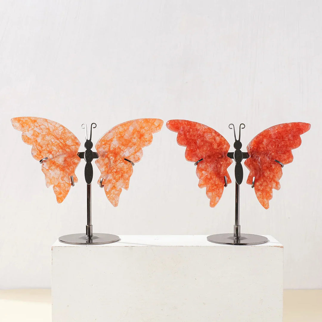 Papillon en cristal Amethera | Sculpté à la main en pierre naturelle | Ailes en améthyste | Décoration & cadeau