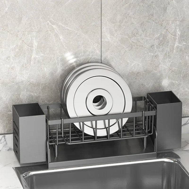 Organisateur de lavabo Ordinaqua | Auto-drainant | Support pour éponge, savon & torchons | Extensible & Hygiénique | Plastique ABS