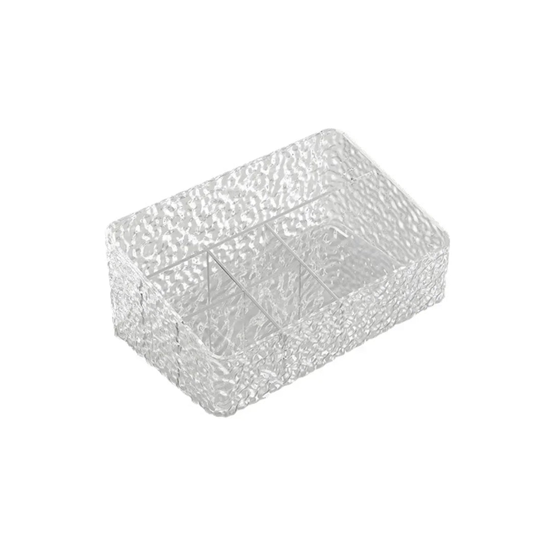 Boîte Organisatrice de Maquillage ClaryLux | Design Ondes d'Eau | Grande Capacité | Forme Trapézoïdale Ouverte
