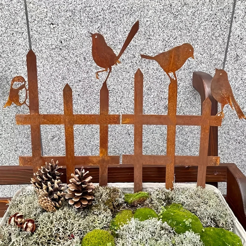 Rustivalo Métal-Jardin Oiseau | Élément de décoration de jardin rustique | Charmant & résistant aux intempéries | Idée cadeau pour les amoureux du jardin