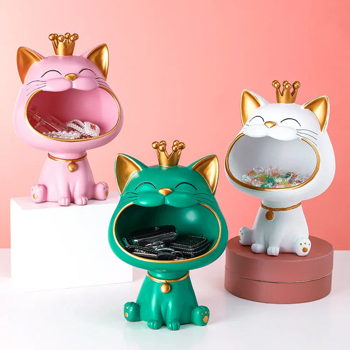 FiguroPet Figurine de chat avec rangement | Décorative & Pratique | Résine de haute qualité