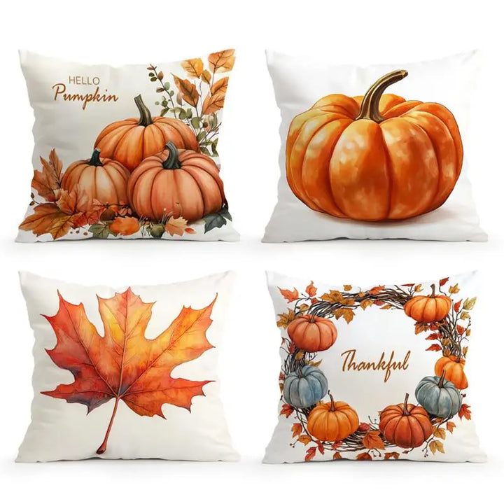 Housse de coussin CosyGratitude | Motif de gratitude automnal | Velours Peach Skin | 45×45 cm