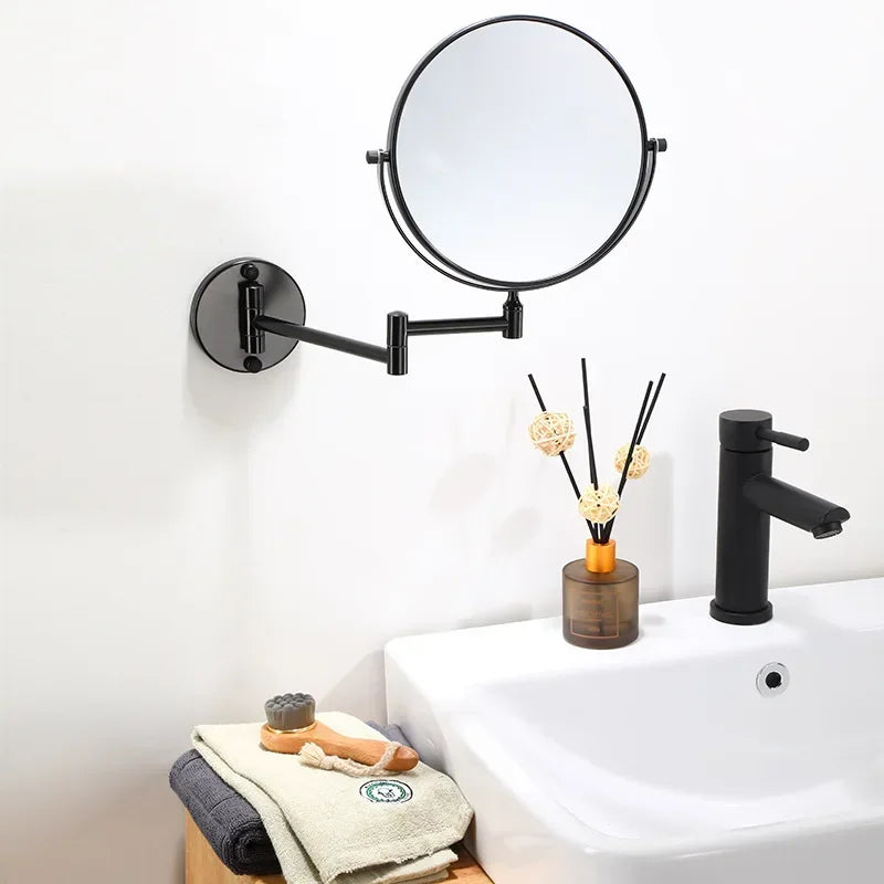 VisioLux Miroir de Maquillage | Miroir Mural 8 Pouces | Double Face & Agrandissant | Aluminium Noir