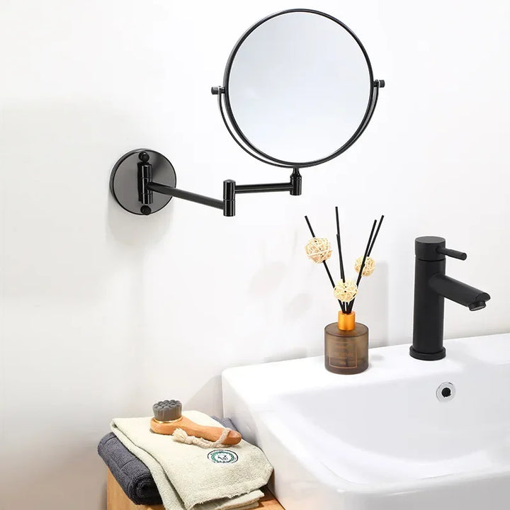 VisioLux Miroir de Maquillage | Miroir Mural 8 Pouces | Double Face & Agrandissant | Aluminium Noir