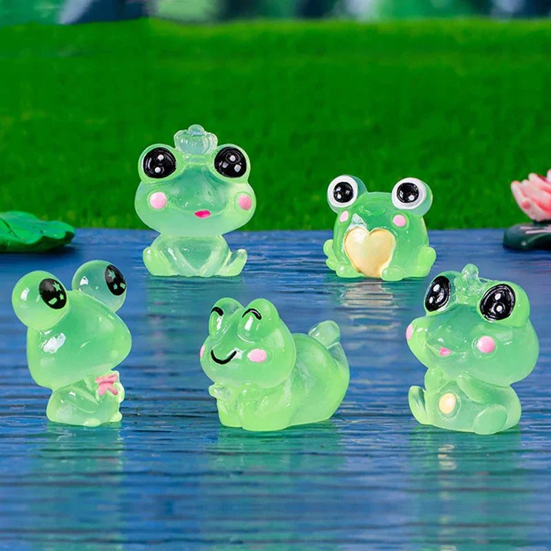 LumoFrosch Ensemble de Figurines | Grenouilles Miniatures Lumineuses | Pour Jardin de Fées, Aquarium & Décoration