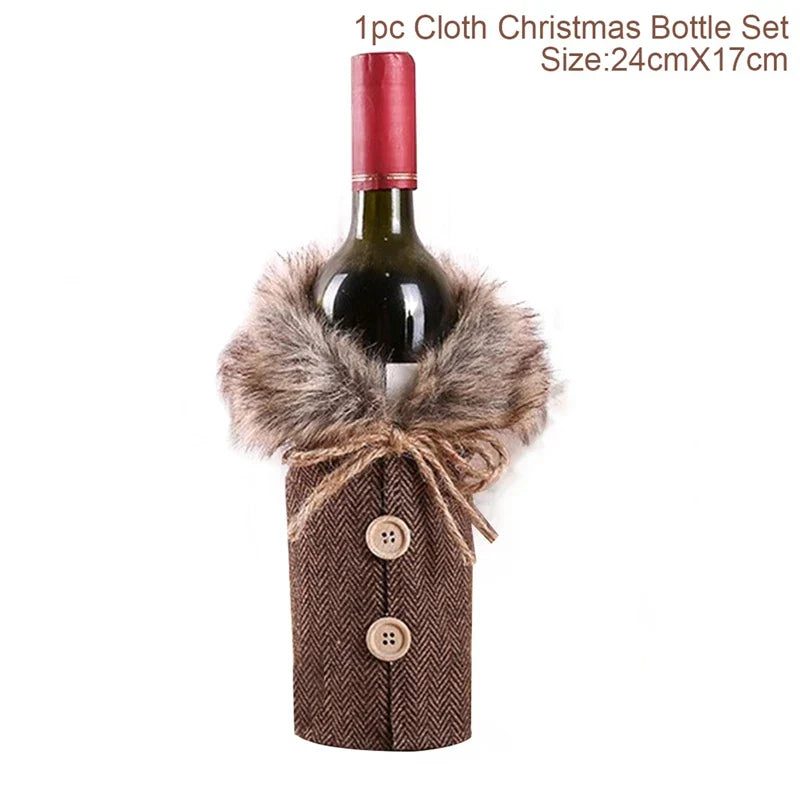 Noëlla | Housse de bouteille de Noël | Housse de décoration pour bouteilles de vin avec motif de Noël | Housse en tissu pour vin & champagne | Parfait comme idée cadeau