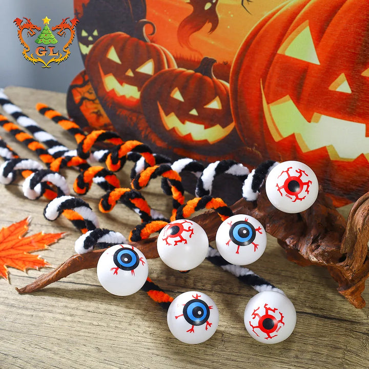 Décoration d'Yeux Halloween Creepos | Yeux en Fil Sautants | Pendants Noir et Blanc | Décoration de Fête Intérieure & Extérieure