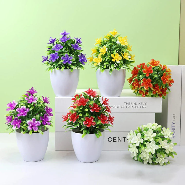 BlütenCharm Fleur Artificielle | Prunier à Cinq Pétales | 7,5×7,5×15 cm