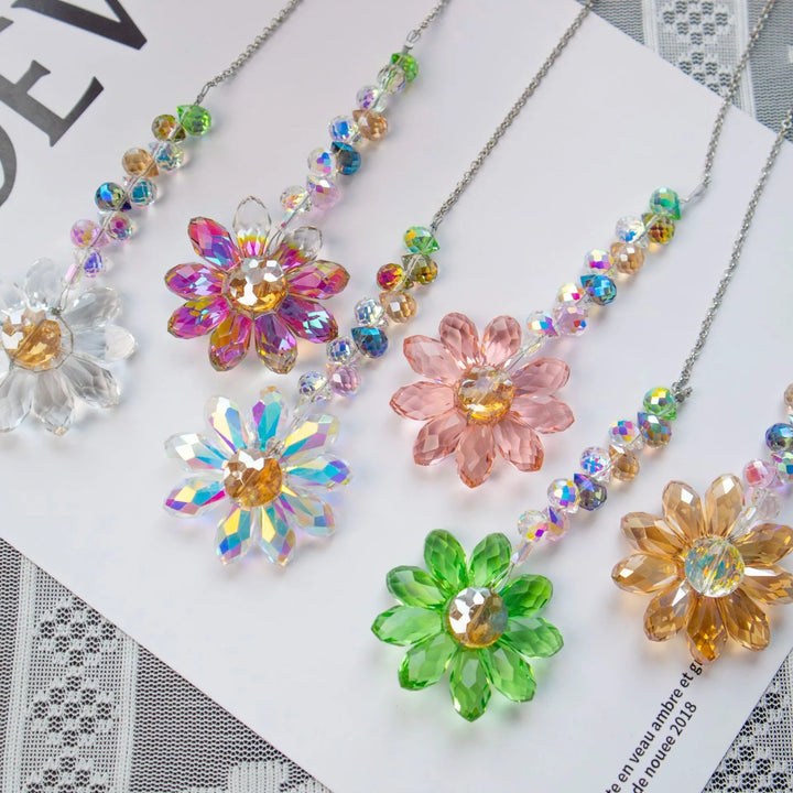 Attrape-lumière Kristall-Suncatcher LumiMargarita | Attrapeur de pluie K9-Daisy | Décoration de fenêtre et de jardin | 32 cm | Idée cadeau pour la maison