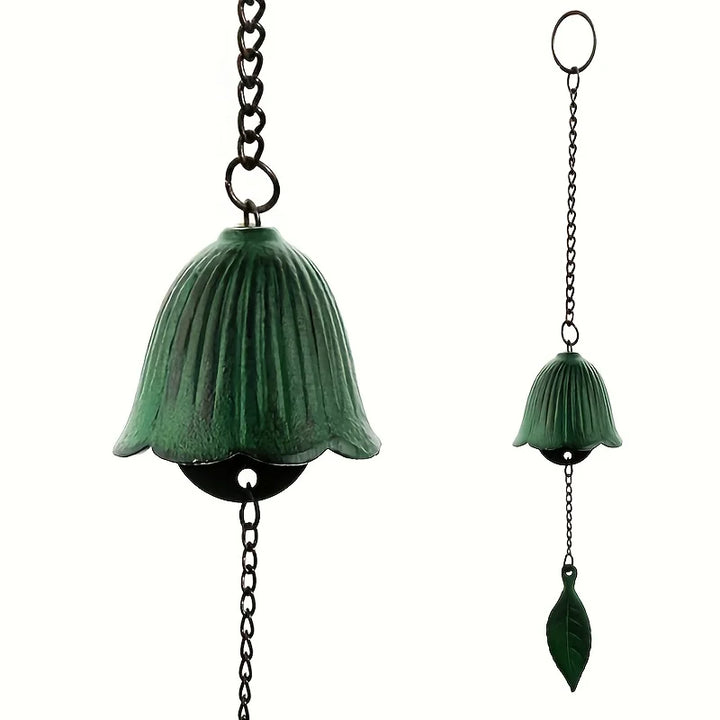KazeBell | Carillon japonais en fonte | Design rétro en forme de feuille | Pour balcon et jardin
