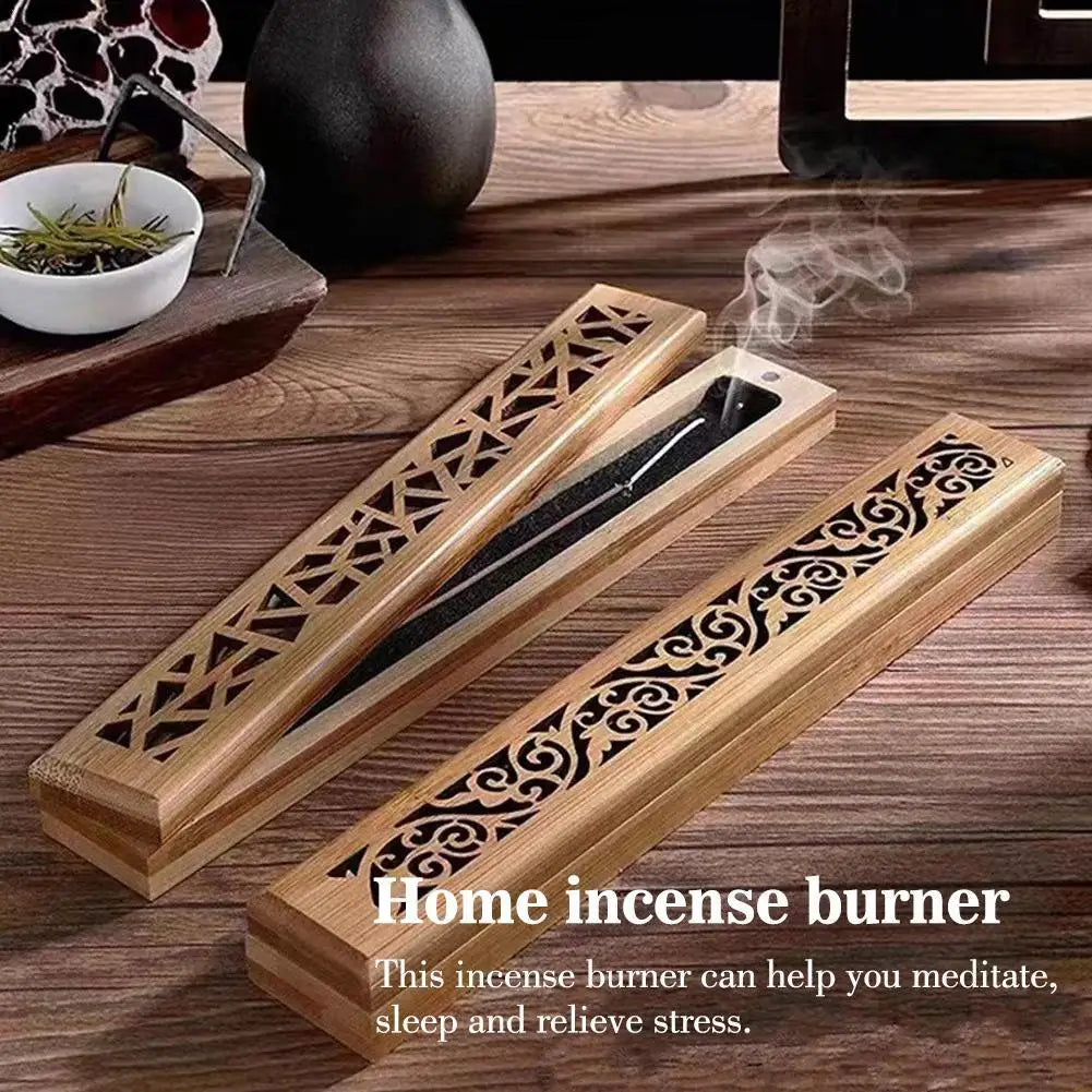 Zenura Support de bâtonnets d'encens en bambou naturel avec couvercle | Style japonais | Sans cendre & Sûr