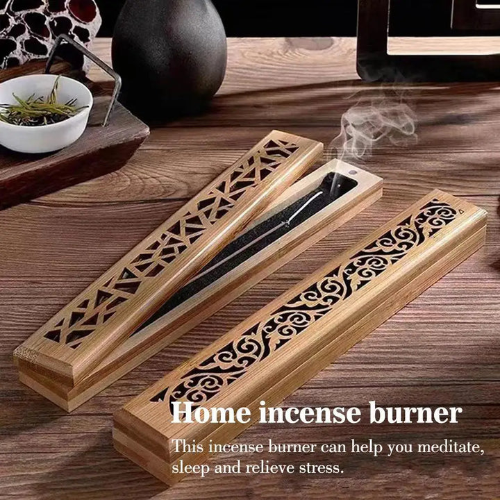 Zenura Support de bâtonnets d'encens en bambou naturel avec couvercle | Style japonais | Sans cendre & Sûr