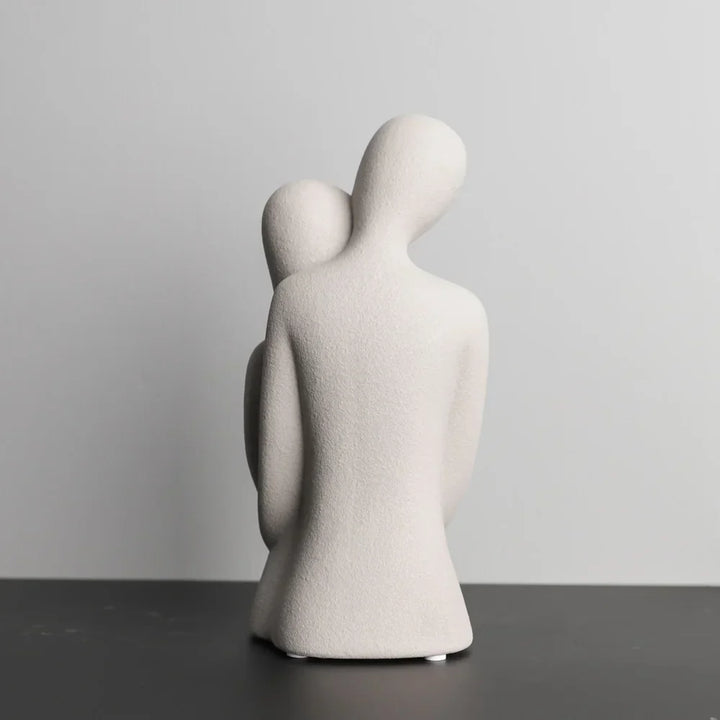 AMORIA Sculpture Couple | Nordique Abstrait | Céramique Mate | Blanc & Gris