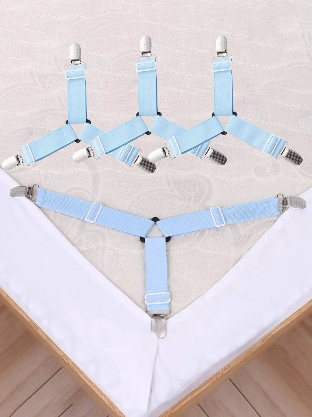 GRIPFIX Ensemble de Supports de Draps-housses | Pack de 4 Étriers de Draps Triangulaires | Réglable & Antidérapant – Pour Matelas, Nappes & Housses