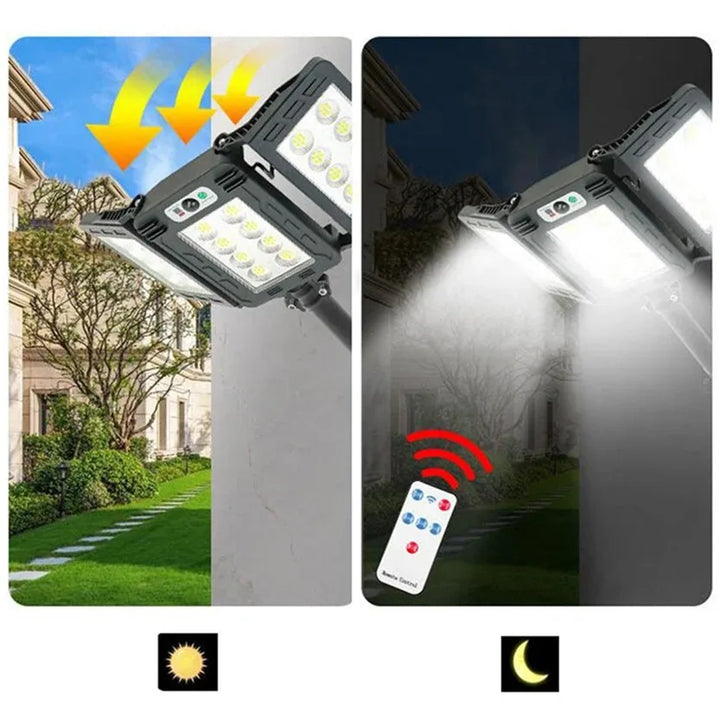 Applique solaire LumiSeca | 800 LEDs Superlumineuse | Avec détecteur de mouvement | 3 modes d'éclairage | Étanche pour jardin et extérieur