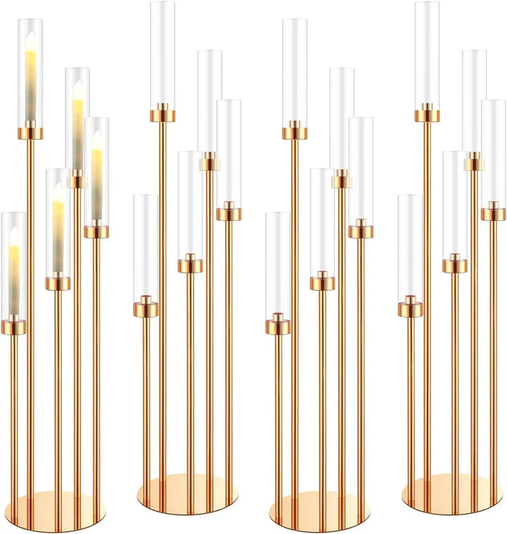 Ensemble de candélabres de sol Auréalis (4 pièces) | 5 bras | Métal doré | 108 cm