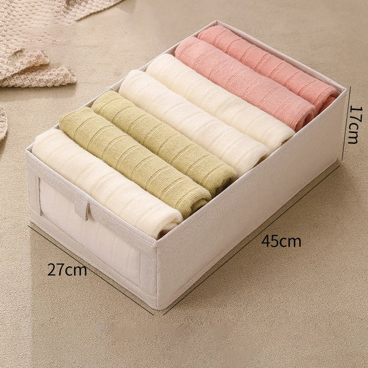 Boîte de rangement pour vêtements avec fenêtre | Pliable & Respirante | Boîte en lin VistaLino en M/L/XL